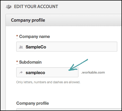 Screenshot of finding your API HostName in Workable