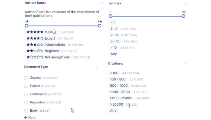 Screenshot of Powerful Filters and Search within Expert profile
