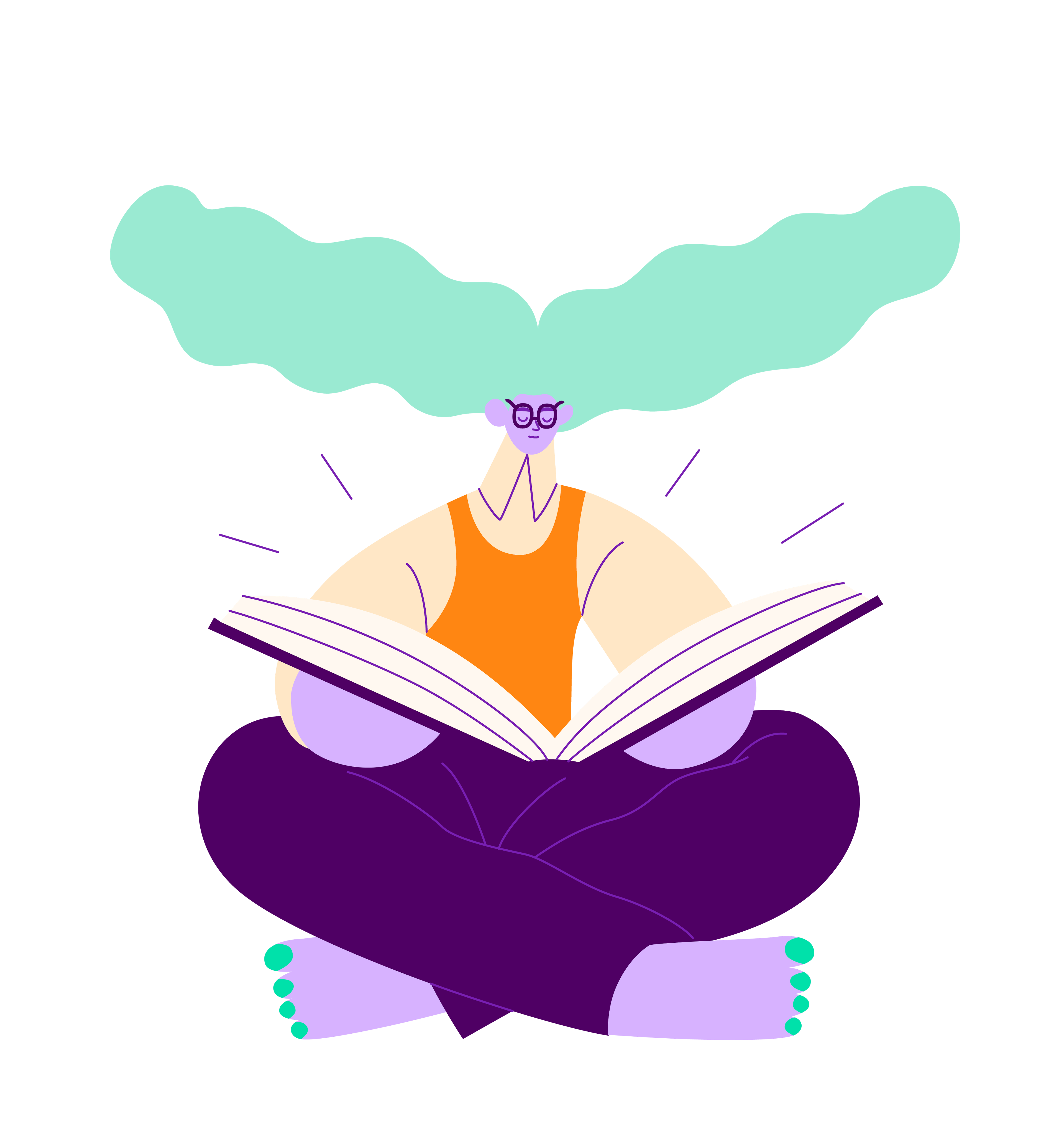 Illustration of character reading book