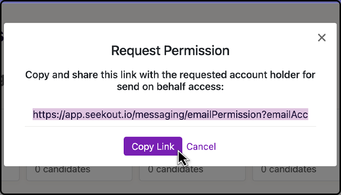 Screenshot of requesting permission for email URL