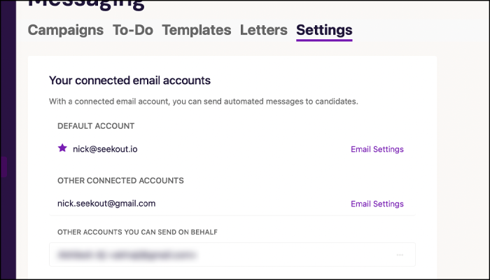 Screenshot of adding secondary email address